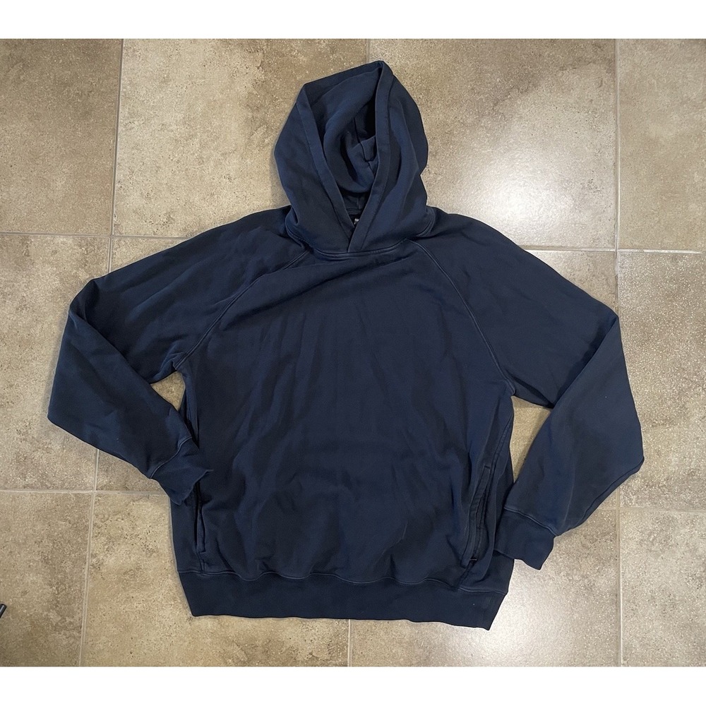 Fabletics Hoodie Mens Sz 2XL Black Fleece Pullover sweatshirt boxy gym Athletic